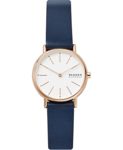 Skagen Женские часы Signatur Navy Leather Strap 30mm
