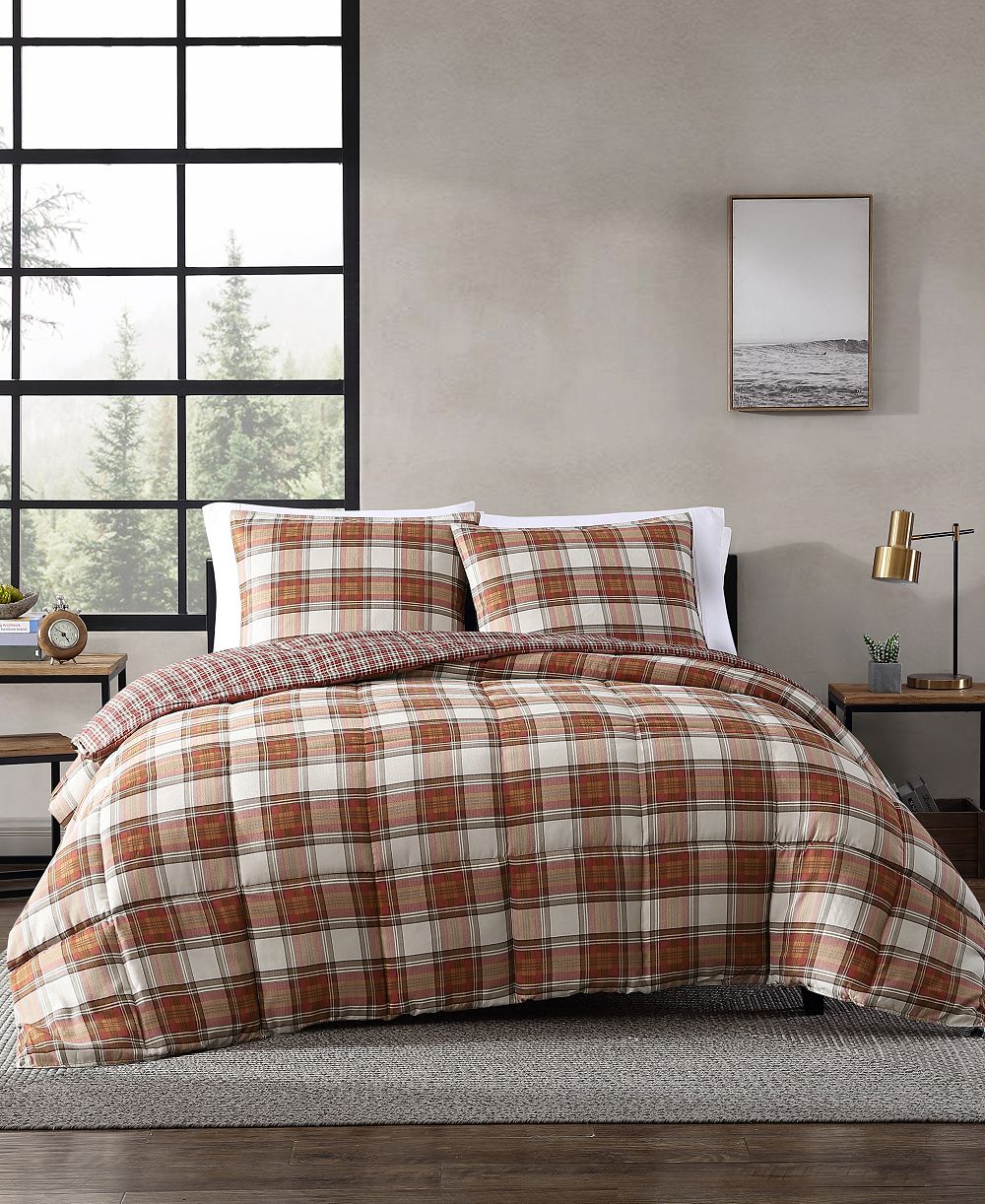 Комплект постельного белья Eddie Bauer Edgewood в клетку, наполнитель из искусственного пуха, Full/Queen