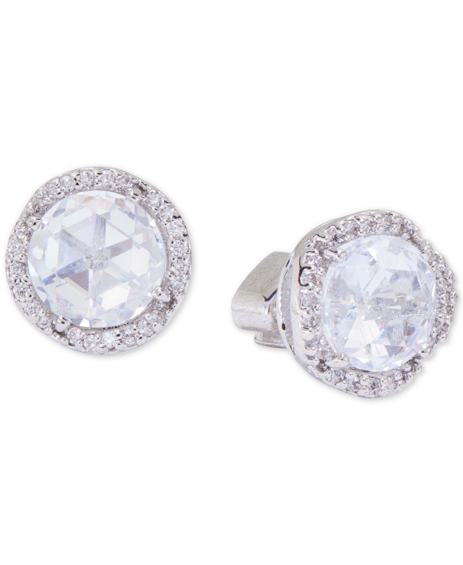 Kate Spade New York Silver-Tone Pavé & Large Crystal Round Stud Earrings