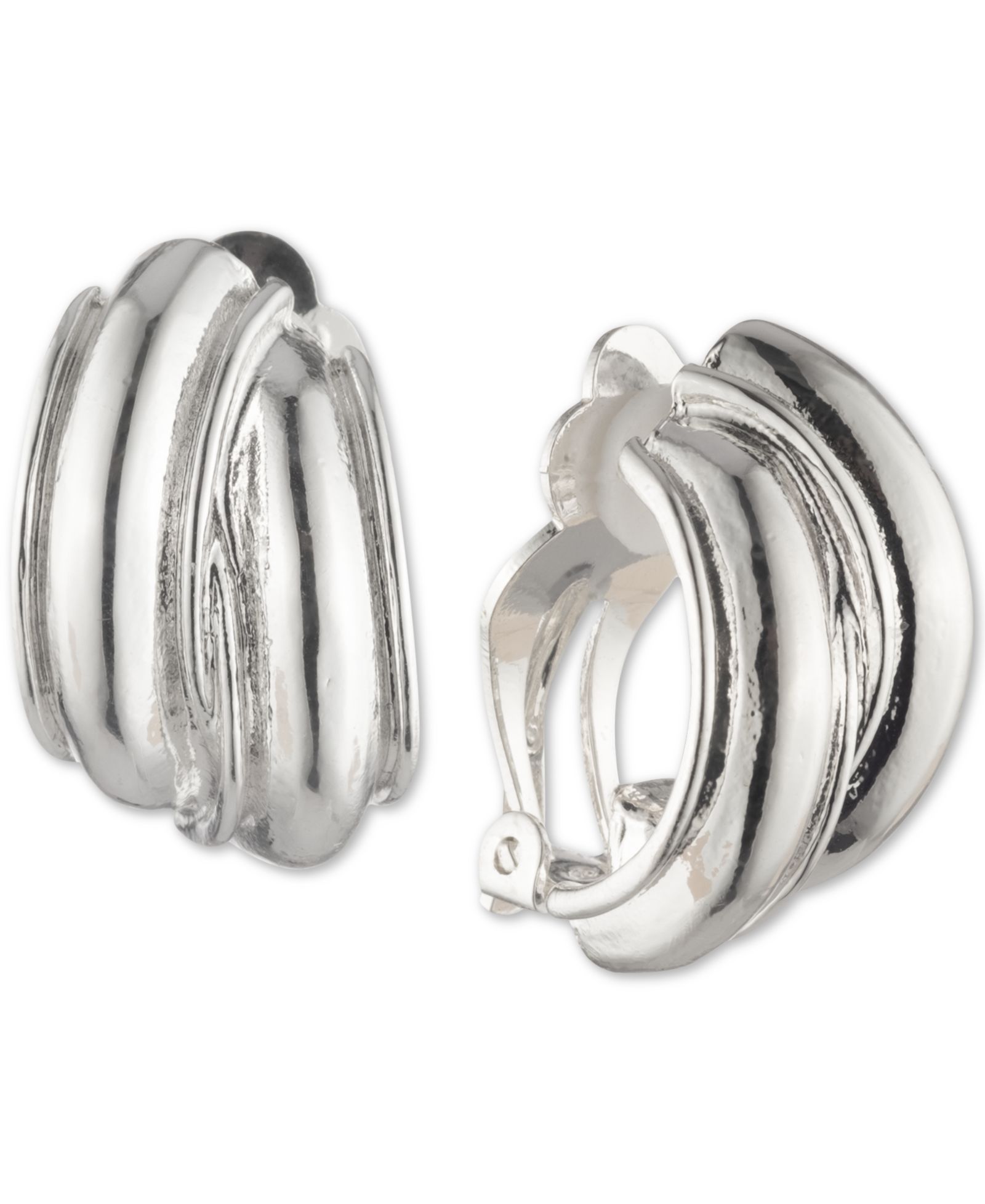 Серьги-клипсы Anne Klein Silver-Tone Small Hoop Button E-Z Comfort, 1"