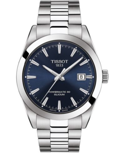 Tissot Мужские швейцарские автоматические часы T-Classic Gentleman Powermatic 80 Silicium в стальном браслете 40mm