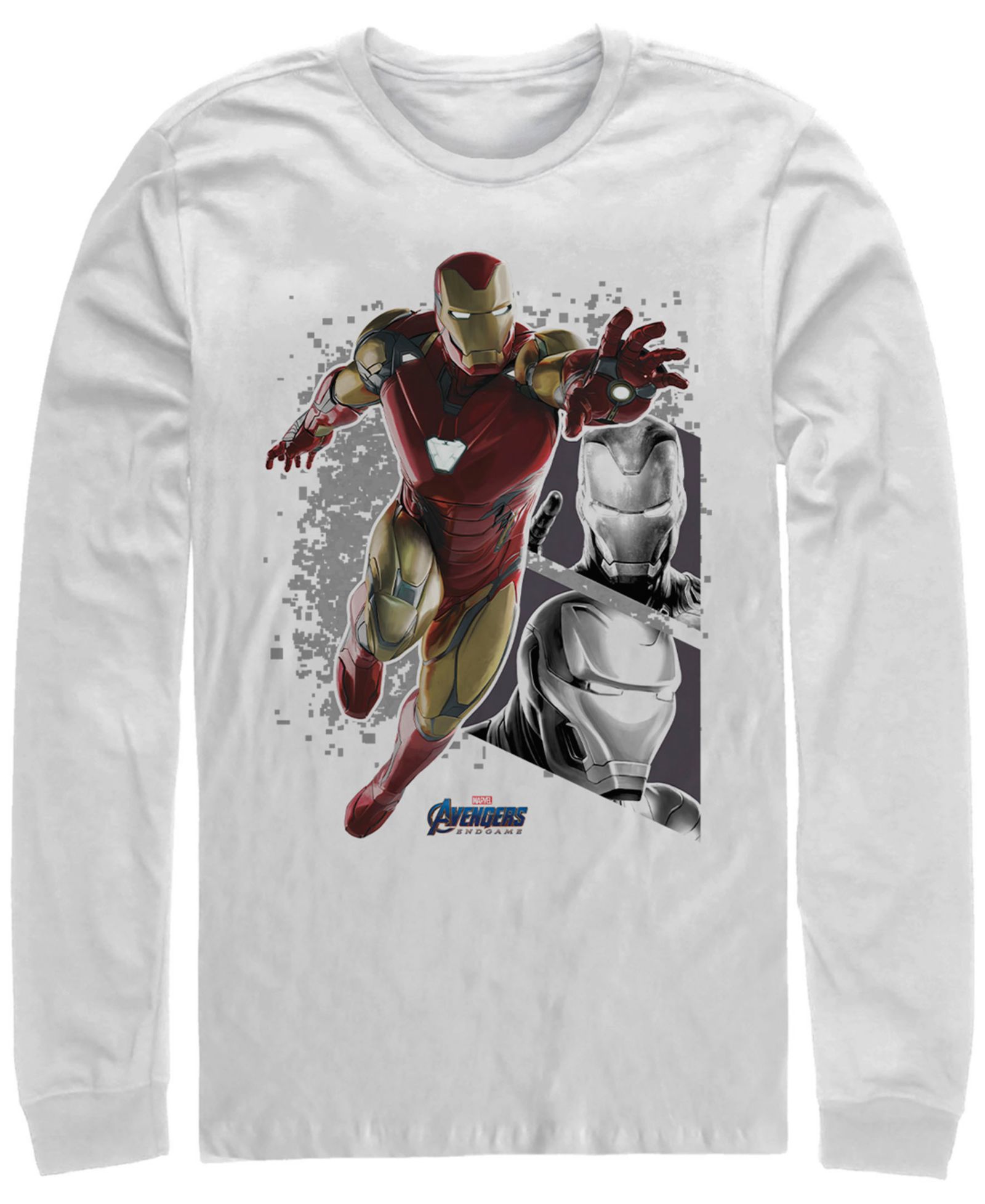 Мужская футболка с длинным рукавом Marvel Avengers Endgame Iron Man Jump Action Pose Panels, черная
