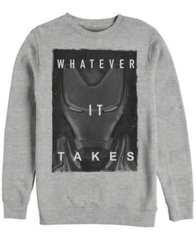 Marvel Men's Avengers Endgame Iron Man Whatever It Takes Poster, Crewneck Fleece