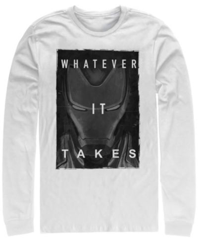 Marvel Men's Avengers Endgame Iron Man Whatever It Takes Poster, Long Sleeve T-shirt