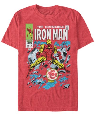 Marvel Men's Iron Man Invincible Premier Issue Comic Book Cover, Short Sleeve T-shirt