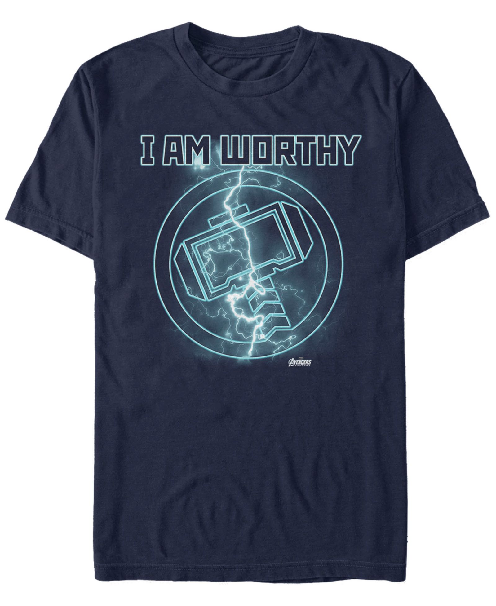 Мужская футболка Marvel Avengers Endgame I Am Worthy Thor Lightning Logo, Short Sleeve