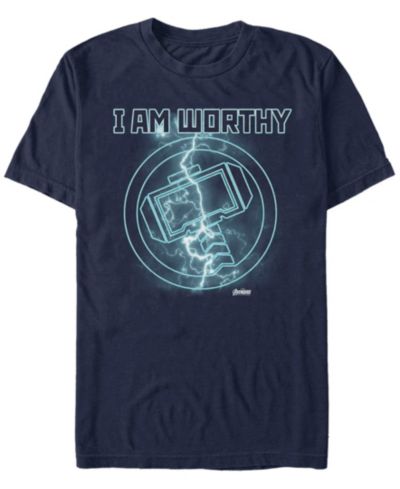 Мужская футболка Marvel Avengers Endgame I Am Worthy Thor Lightning Logo, Short Sleeve