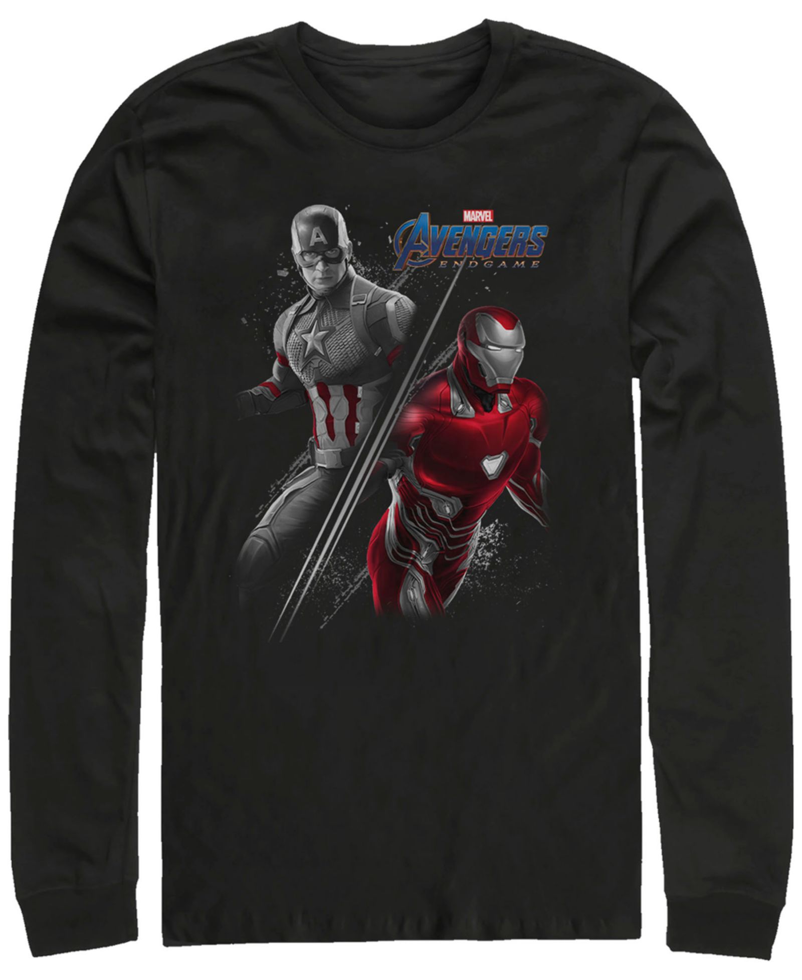 Marvel Men's Avengers Endgame Iron Man Captain America Split, Long Sleeve T-shirt