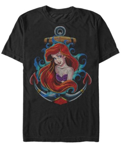 Disney Men's Little Mermaid Ariel Anchor Dot Build-Up, Short Sleeve T-Shirt