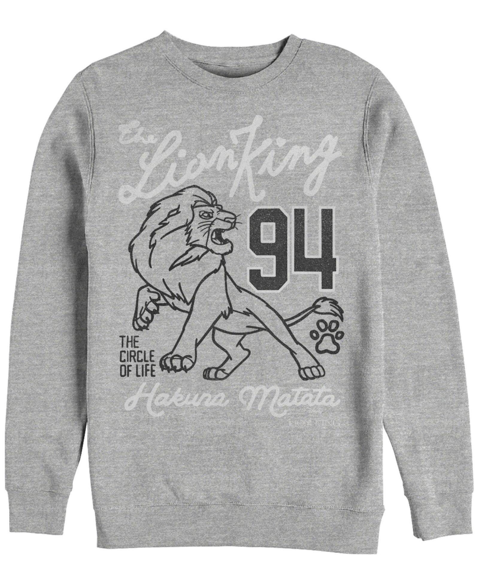 Мужское флисовое худи Disney Lion King Simba Collegiate 94, Crewneck