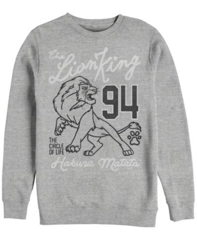 Мужское флисовое худи Disney Lion King Simba Collegiate 94, Crewneck