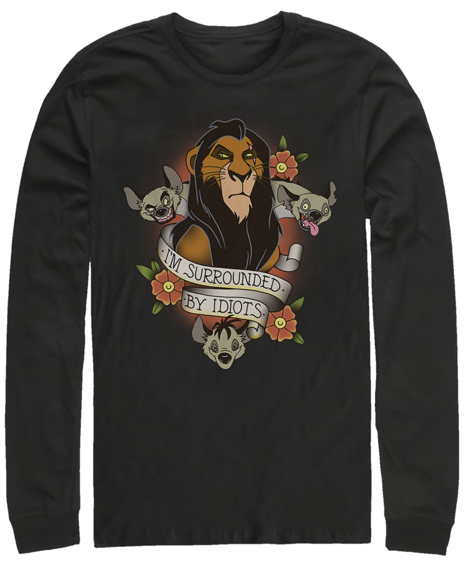 Мужская футболка Disney Lion King Scar Surrounded by Idiots Tattoo Long Sleeve