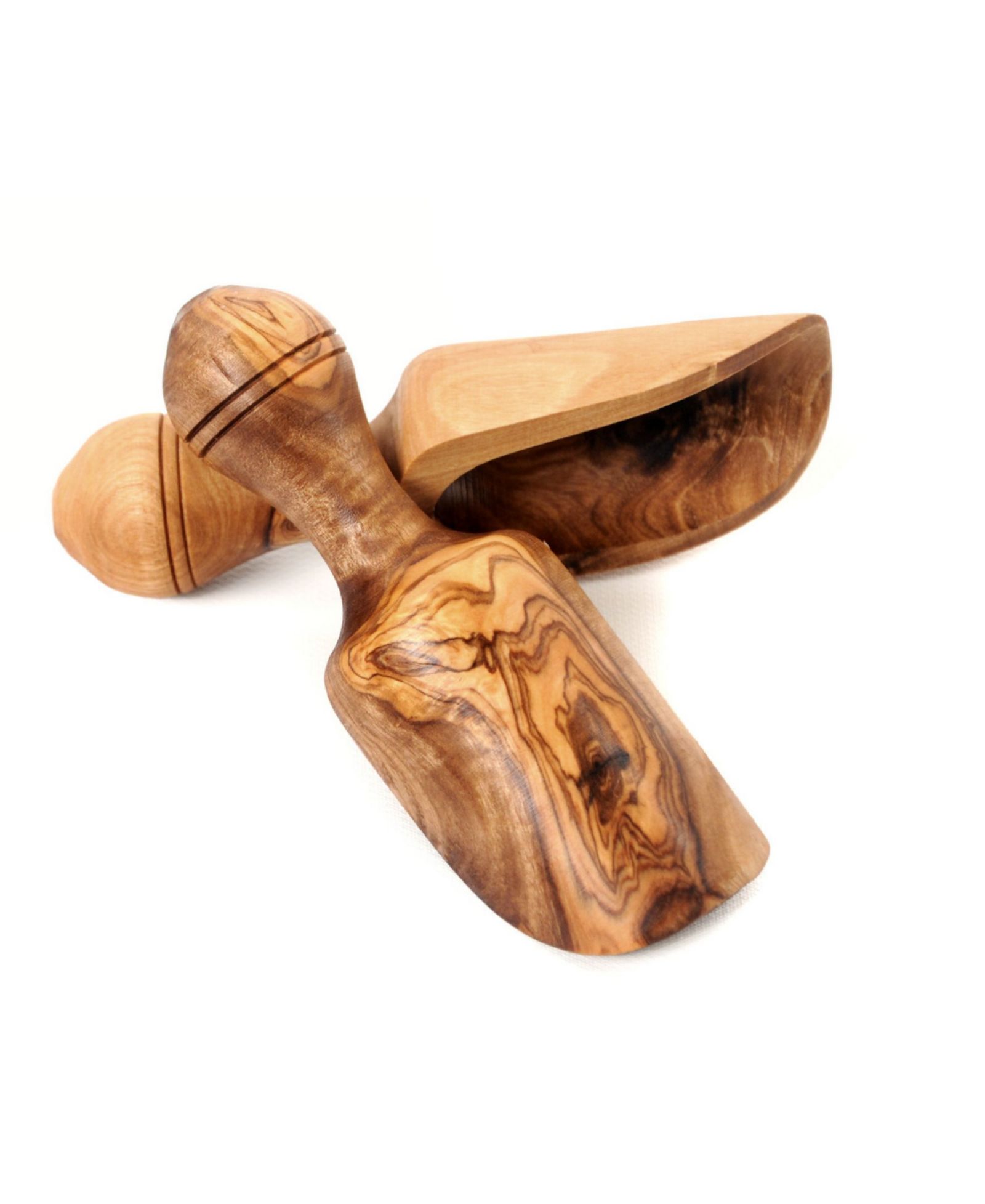 BeldiNest Olive Wood Bath Salt Scoops, Set of 2" - 5"