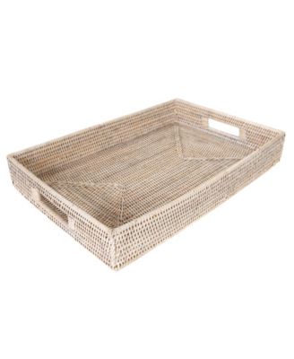 Artifacts Trading Company Rattan Rectangular Tray With Cutout Handles