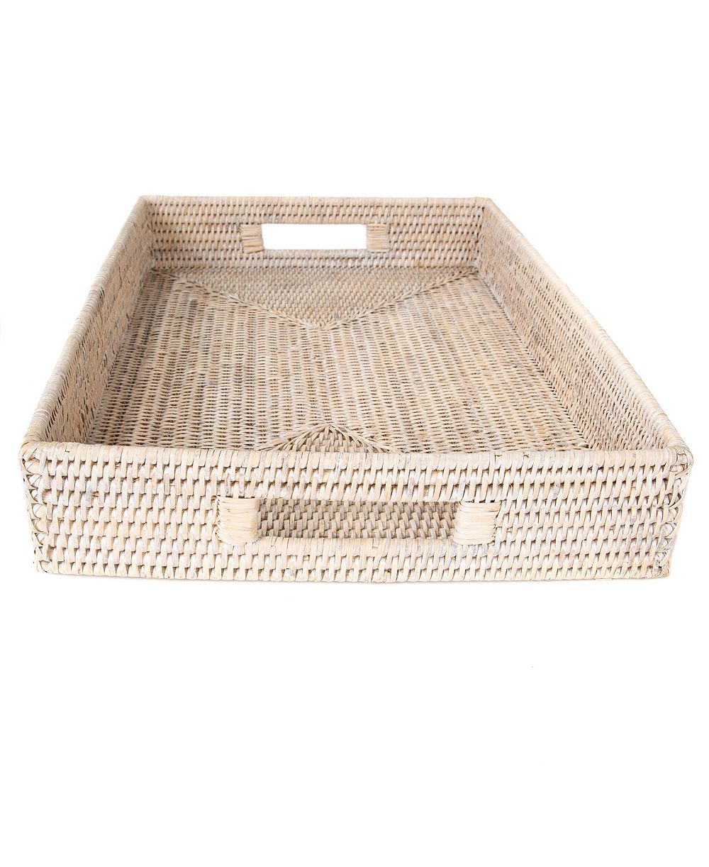 Artifacts Trading Company Rattan Rectangular Tray With Cutout Handles