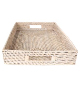 Artifacts Trading Company Rattan Rectangular Tray With Cutout Handles