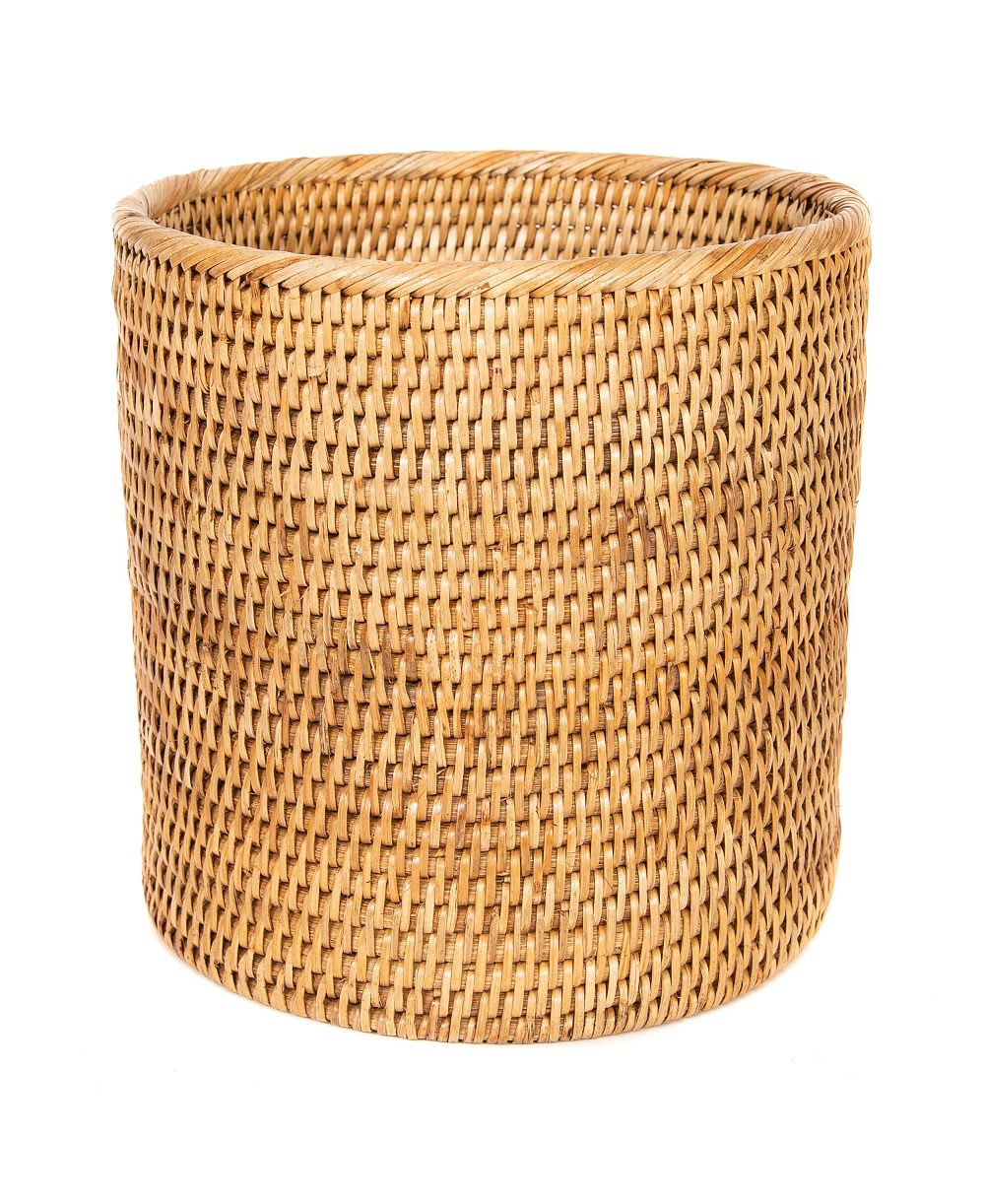 Rattan Petit Round Woven Waste Basket Decorative Trash Can