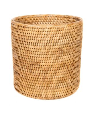 Rattan Petit Round Woven Waste Basket Decorative Trash Can