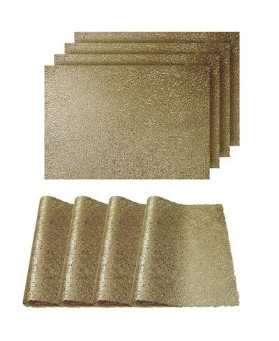 Салфетки для сервировки Dainty Home Reversible Metallic Lacey, нескользящие, 12" x 18", набор из 4 шт