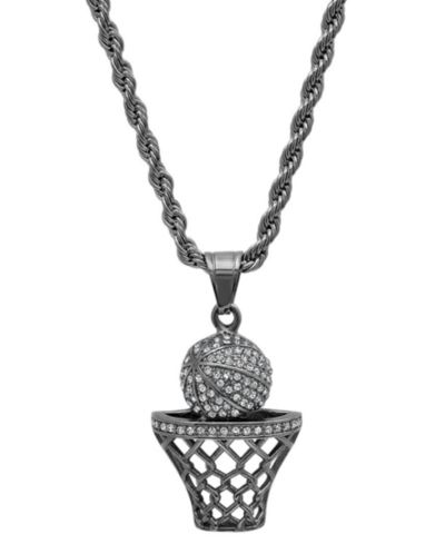 Кулон-подвеска Steeltime Men's 18K Gold Plated stainless steel Basketball Hoop Simulated Diamond