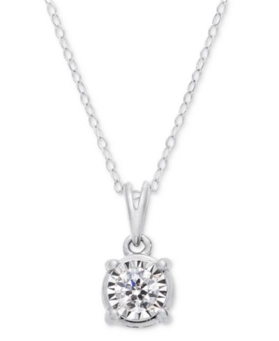 TruMiracle® Diamond 18" Pendant Necklace (1/2 ct. t.w.) in 14k White, Yellow, or Rose Gold