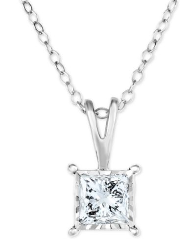 TruMiracle® Diamond Princess подвеска 18" (1/2 ct. t.w.) в 14k White, Yellow, or Rose Gold