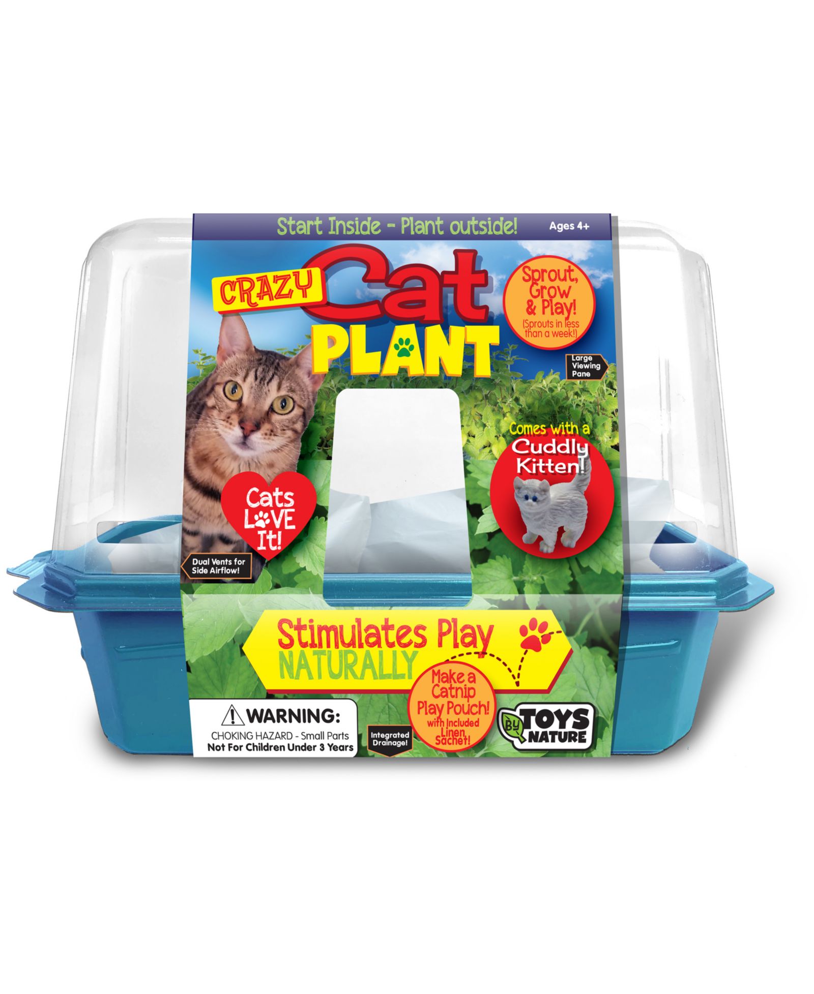 Набор для выращивания кошачьей мяты Areyougame Miniature World Crazy Cat Plant Catnip-Growing Greenhouse Kit, для детей от 4 лет