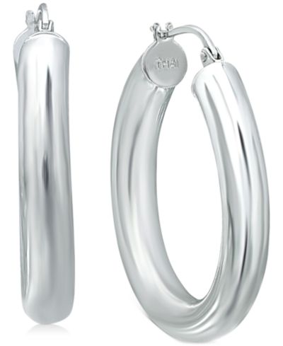 Серьги-кольца Giani Bernini Medium Tube Hoop из стерлингового серебра, 1.1"