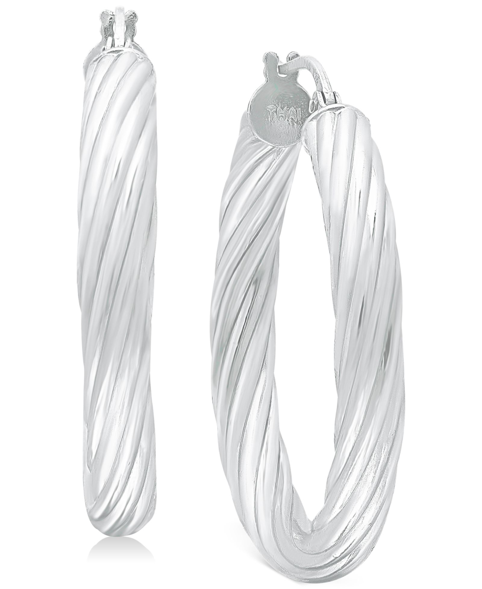 Giani Bernini Medium Rounded Twist Hoop Earrings in Sterling Silver, 1.1", Created for Macy's