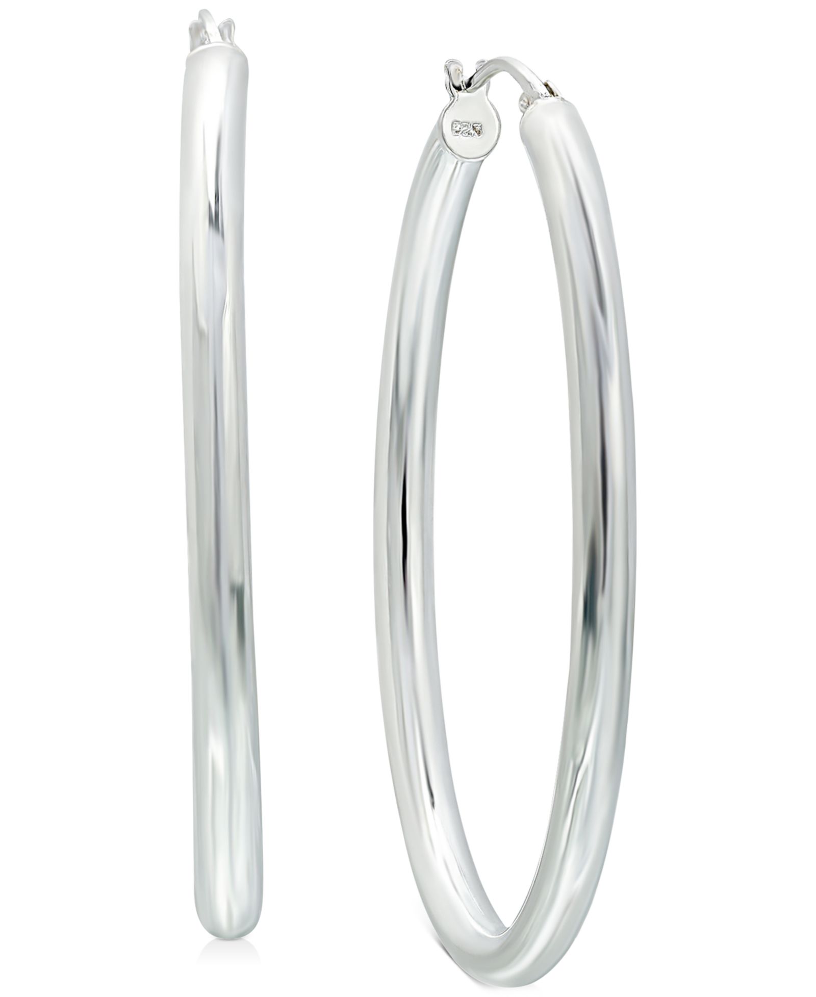 Giani Bernini Серьги-кольца Medium Oval Polished Tube в Sterling Silver, 1.1"