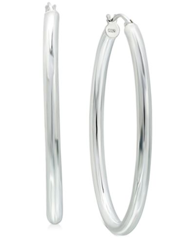 Giani Bernini Серьги-кольца Medium Oval Polished Tube в Sterling Silver, 1.1"