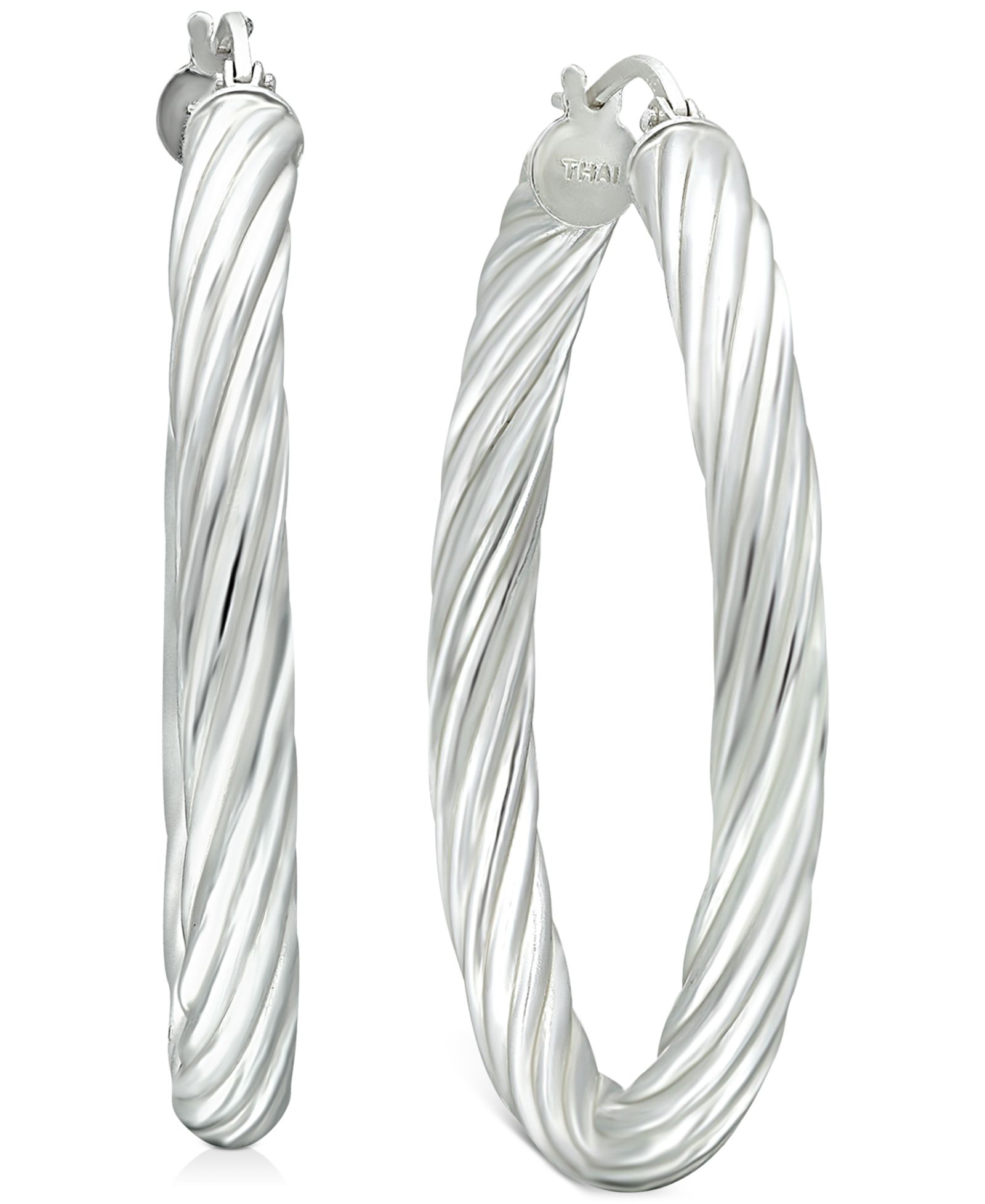 Серьги-кольца Giani Bernini Medium Twisted Tube из стерлингового серебра, 1.57"