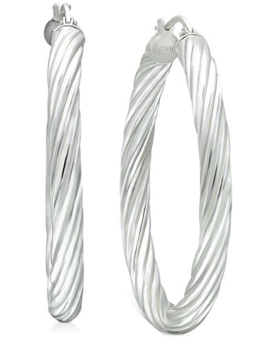 Серьги-кольца Giani Bernini Medium Twisted Tube из стерлингового серебра, 1.57"