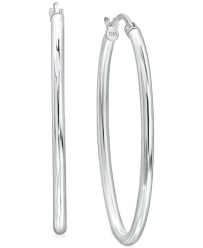 Giani Bernini Medium Polished Oval Tube Hoop Earrings in Sterling Silver, 1.1", Created for Macy's
