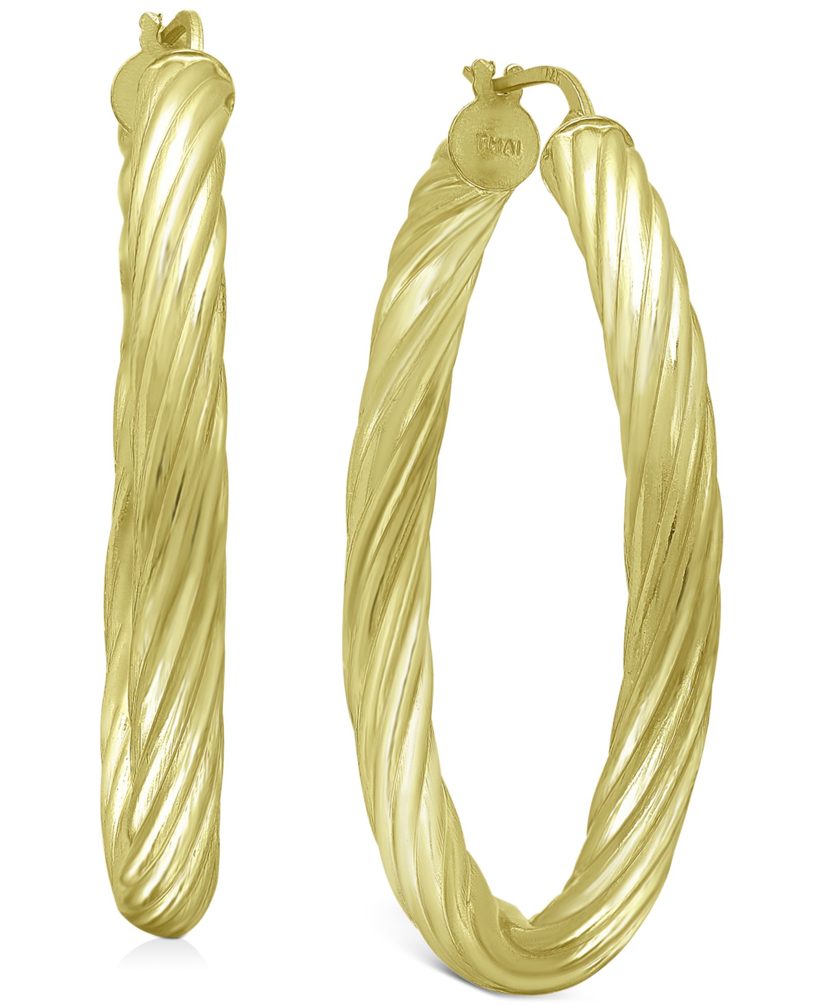 Серьги-кольца Giani Bernini Medium Twist Tube из стерлингового серебра с напылением 18k Gold-Plated, 1.57"