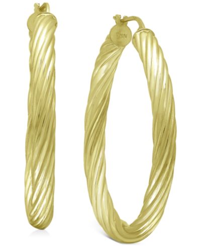 Серьги-кольца Giani Bernini Medium Twist Tube из стерлингового серебра с напылением 18k Gold-Plated, 1.57"