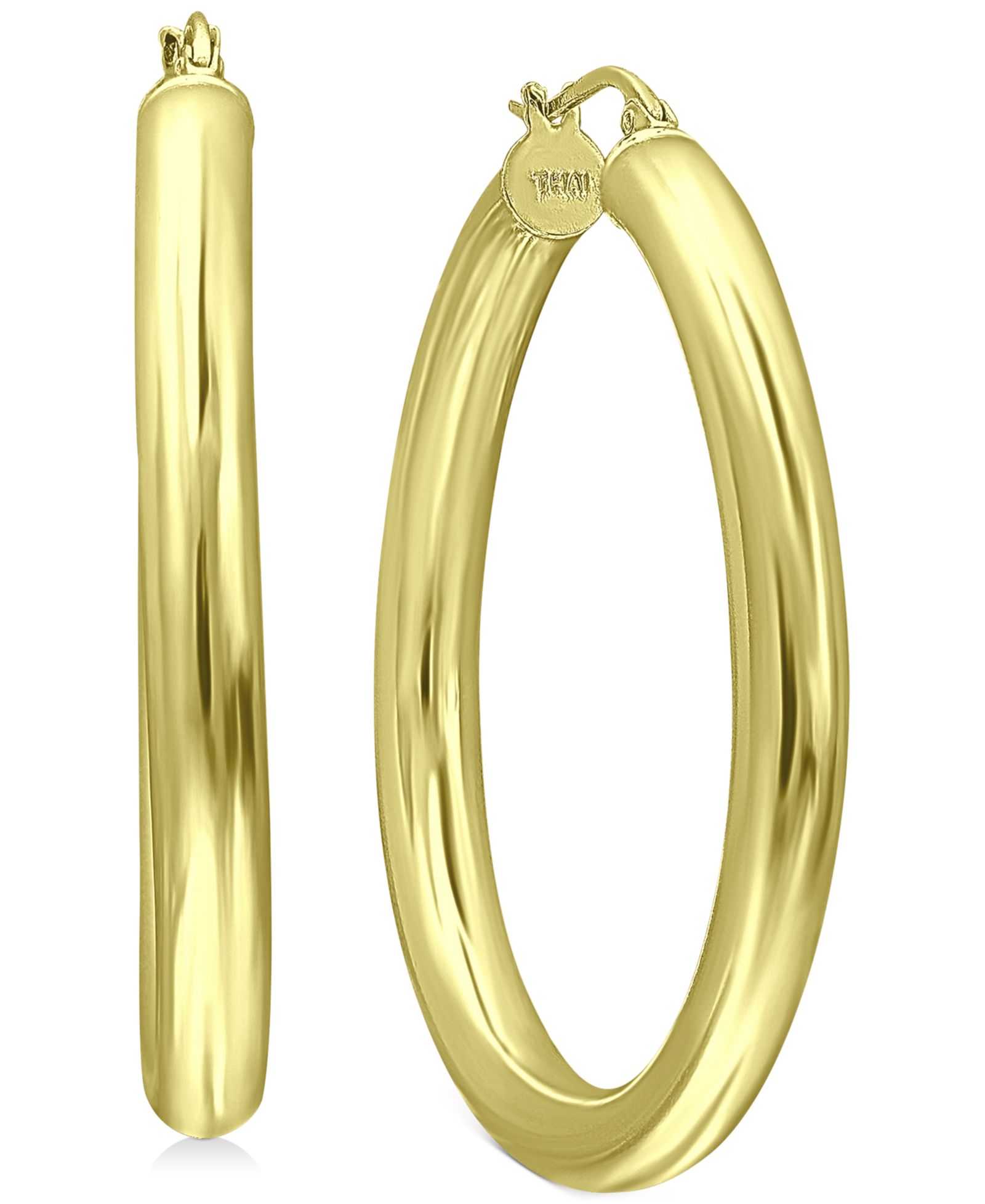 Серьги Giani Bernini Medium Polished Tube Hoop 18k Gold-Plated Sterling Silver, 1.57"