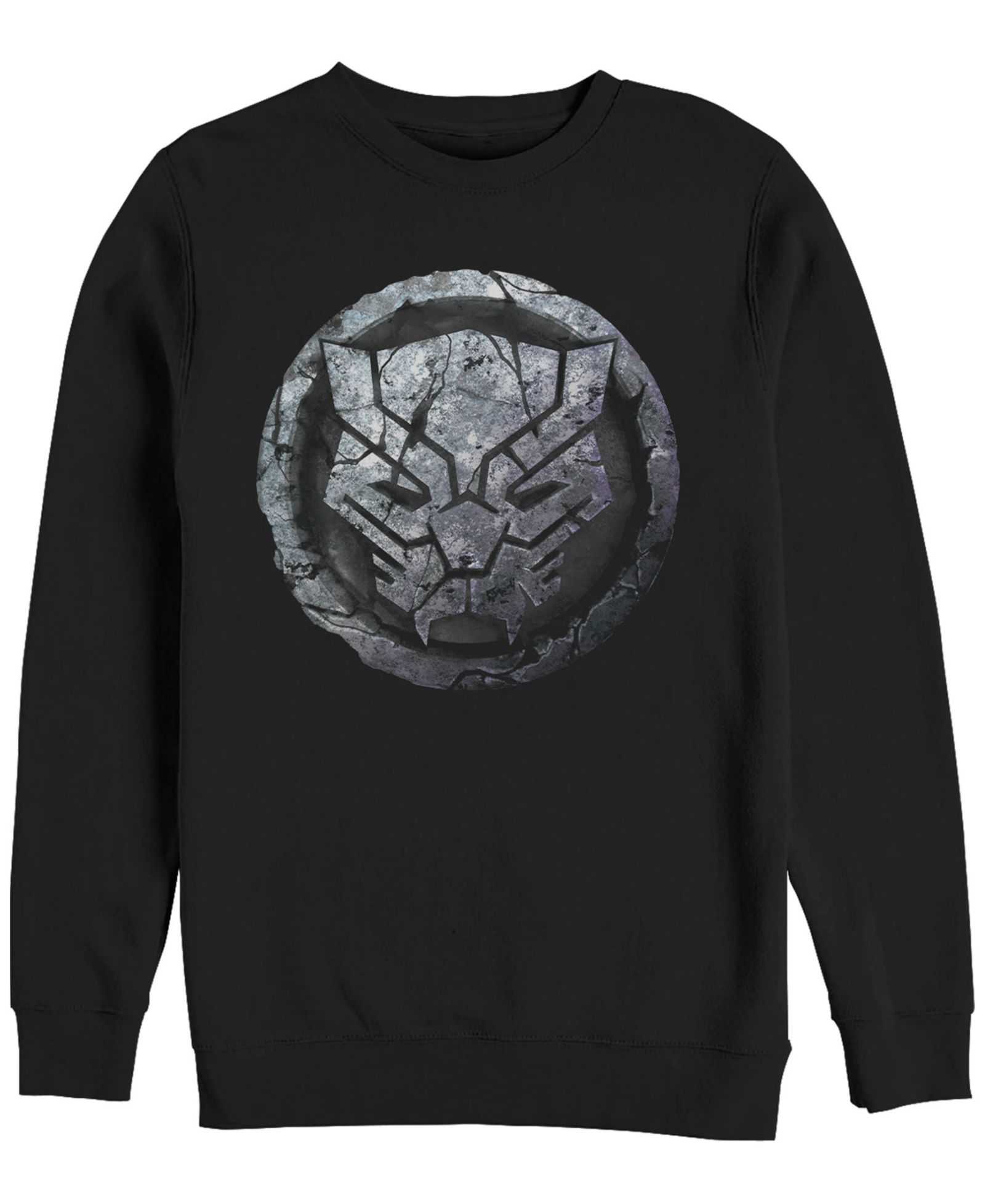 Marvel Men's Black Panther Stone Cat Face Logo, Crewneck Fleece