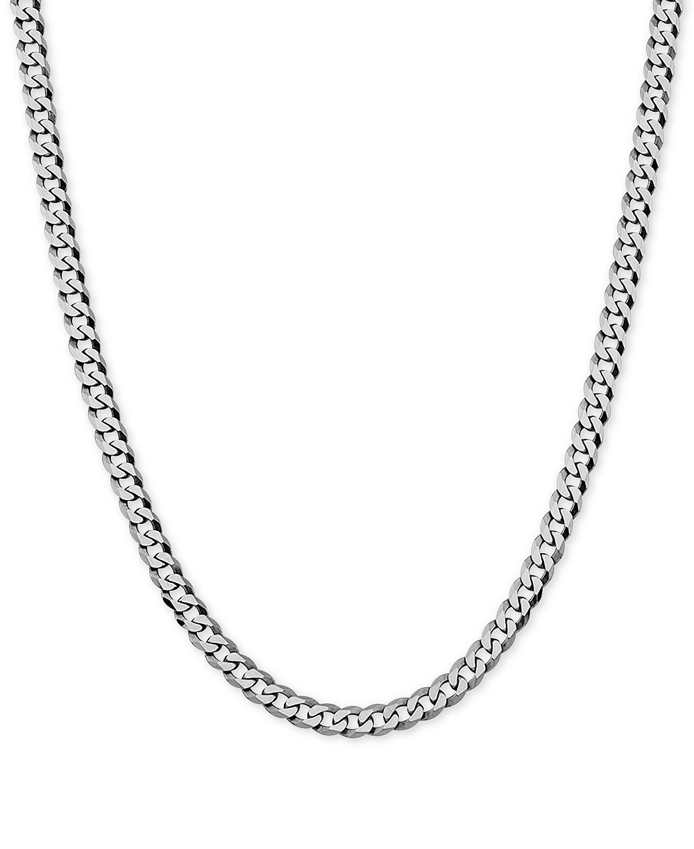 Цепочка ожерелье Flat Curb Link 18" из стерлингового серебра