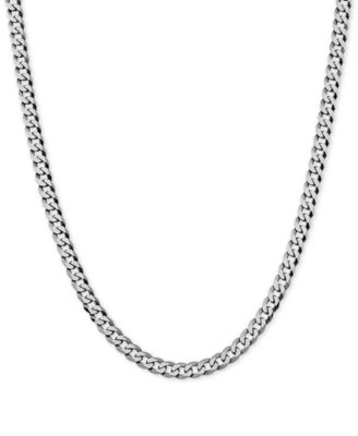 Flat Curb Link 18" Chain Necklace in Sterling Silver