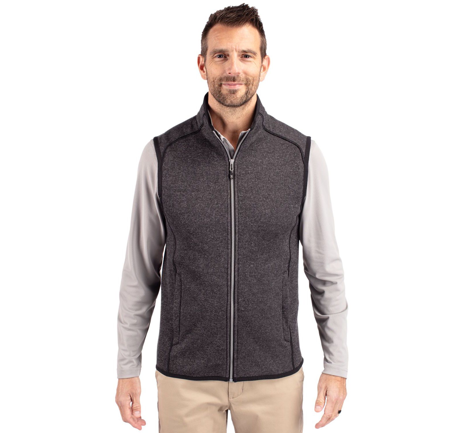 Cutter & Buck Men's Mainsail Sweater-Knit Full Zip Vest