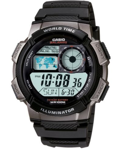 Мужские цифровые часы Casio Black Resin Strap, 43.7mm