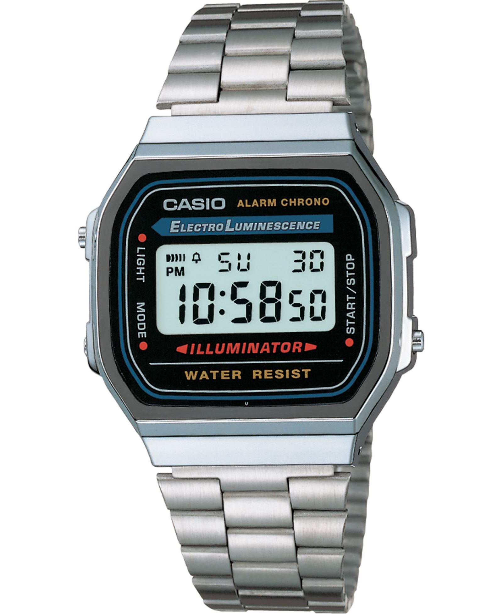 Casio унисекс цифровые часы из нержавеющей стали с браслетом, 32mm