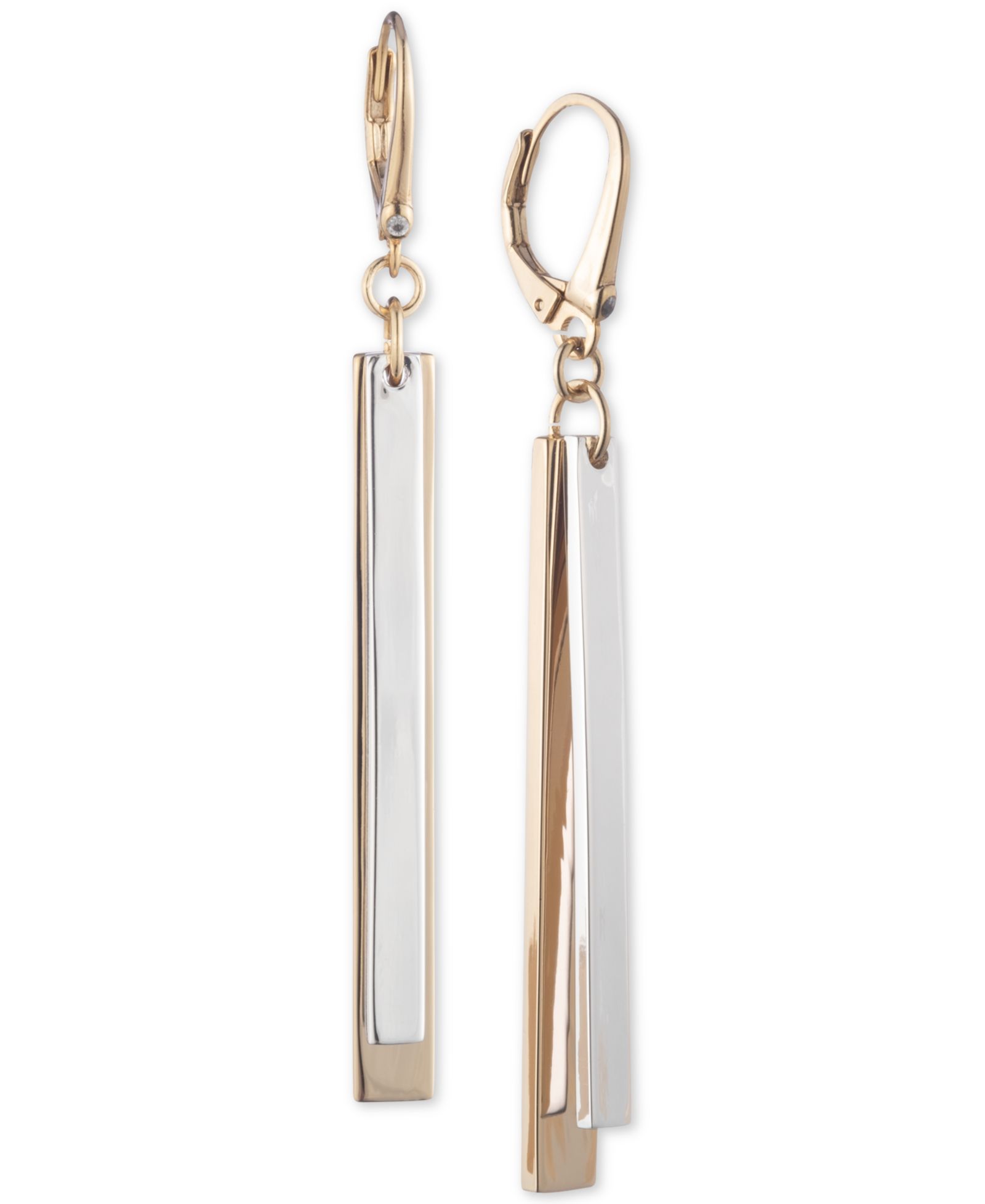 DKNY Two-Tone Pavé Stick Linear Drop Earrings