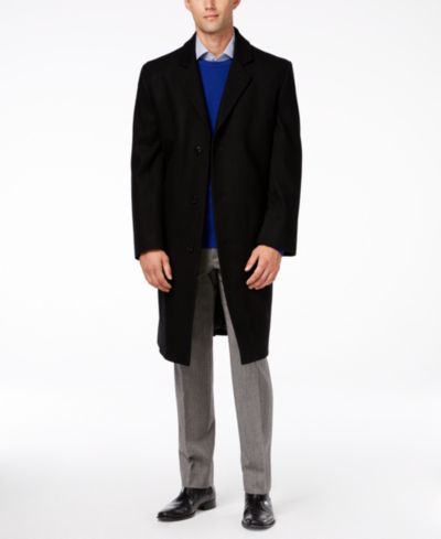 London Fog Big and Tall Signature Wool-Blend Overcoat