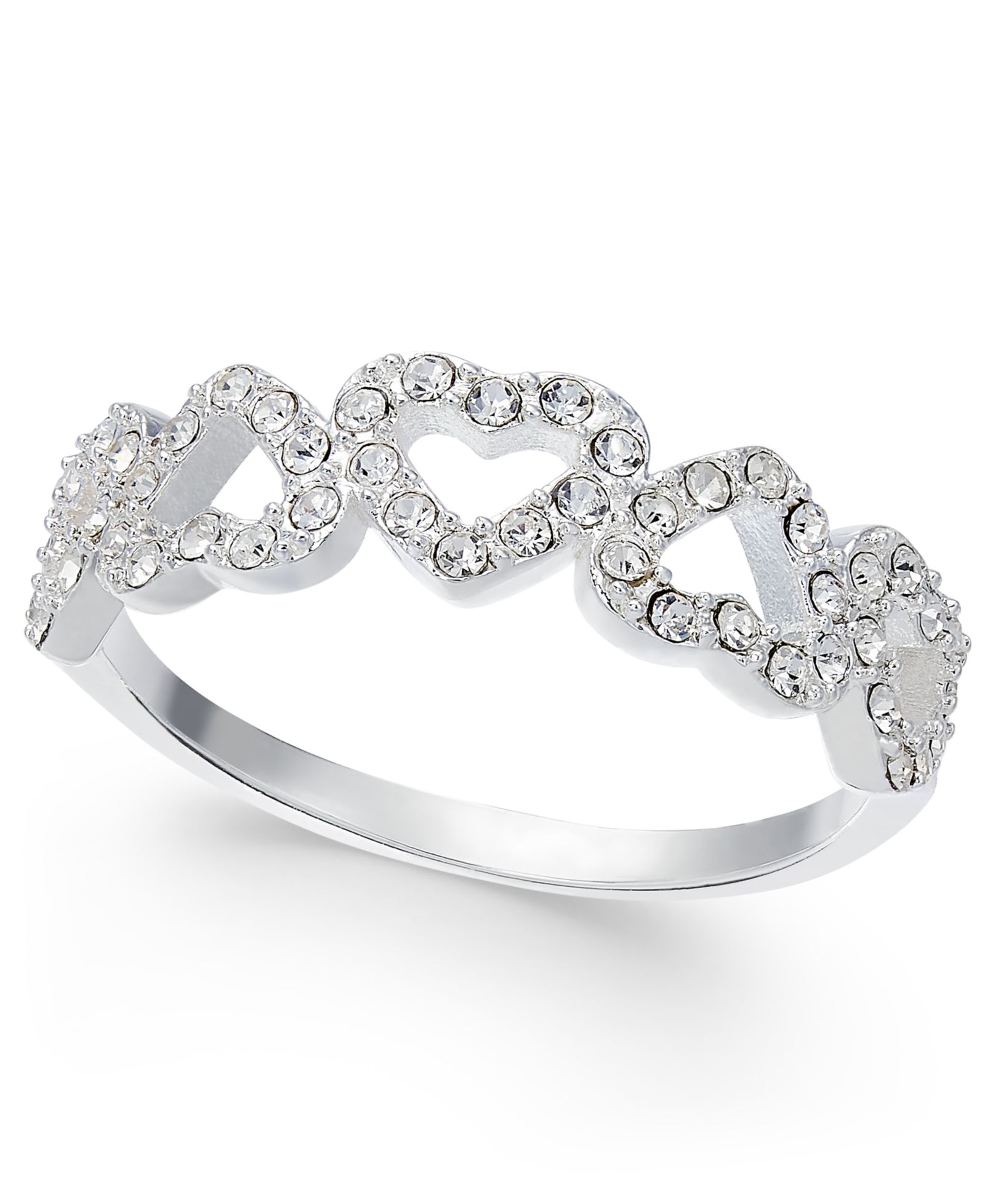 Кольцо Pavé Open Heart из серебра или 18K Rose Gold Plate