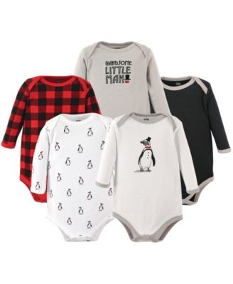 Hudson Baby Baby Boys Hudson Soft Cotton Long-Sleeve Bodysuit Bundle (5-Count)