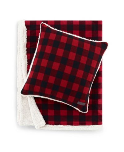 Eddie Bauer Декоративный комплект из подушки и пледа из фланели в клетку Cabin Plaid