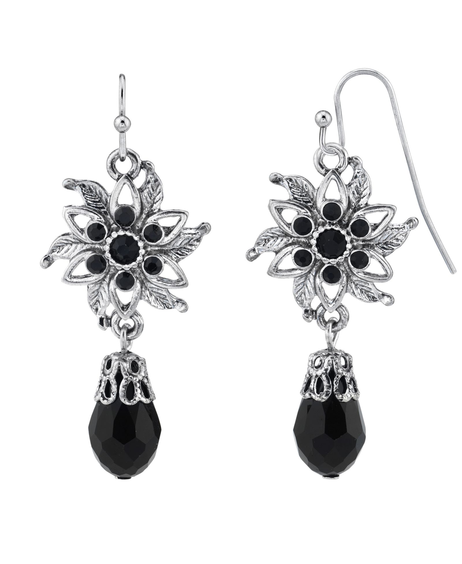 2028 Silver-Tone Flower Drop Earrings