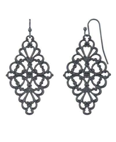 Серьги-подвески 2028 Black-Tone Filigree Diamond Drop